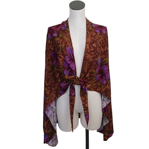 Hilo Hattie Wrap Cover Up Hawaiian Tropical Print Tie Front Womens One Size - Picture 14 of 14